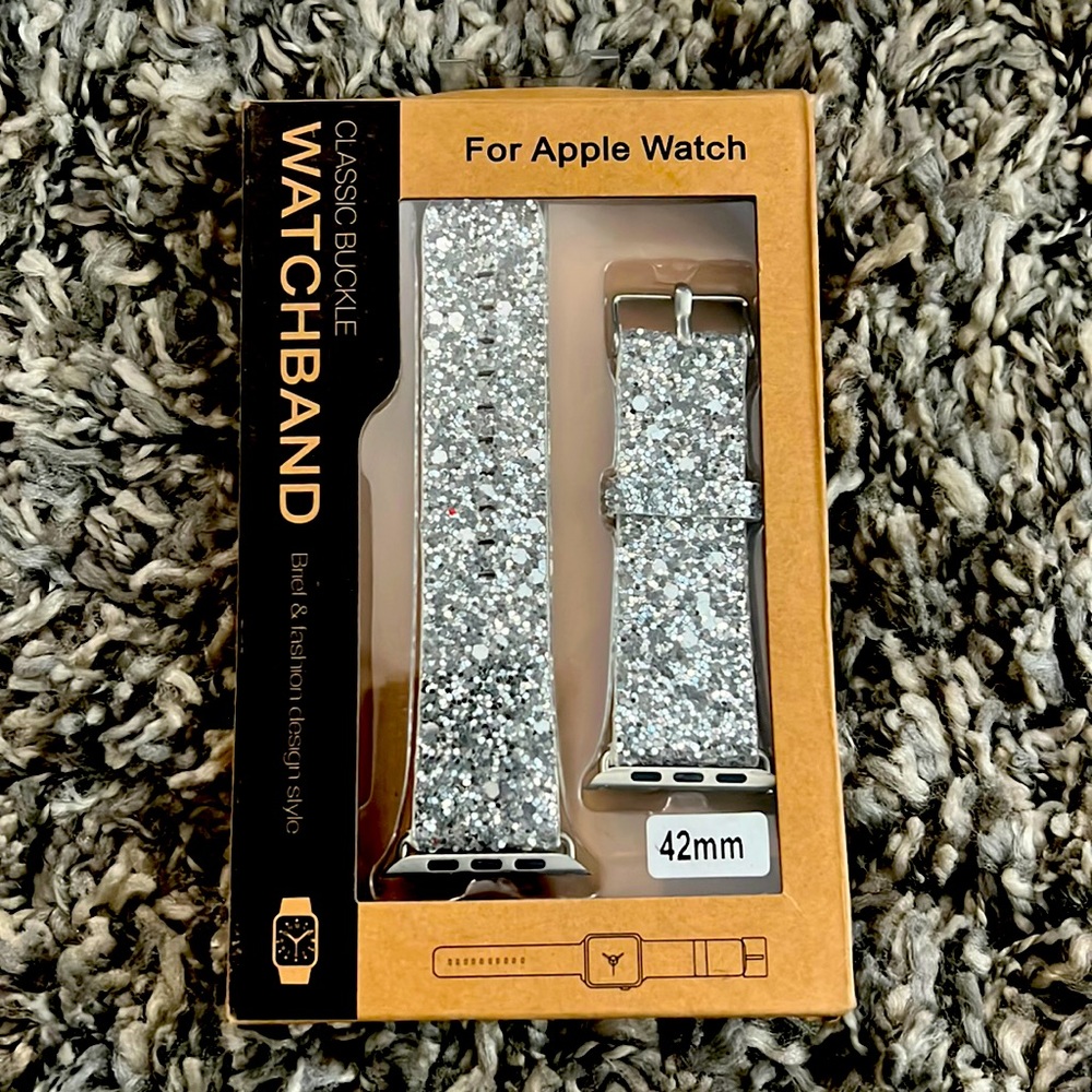 Apple Watch silver glitter band 42mm